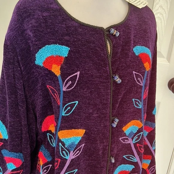 Alex Kim Purple Chenille Embroidered Jacket - Picture 4 of 11